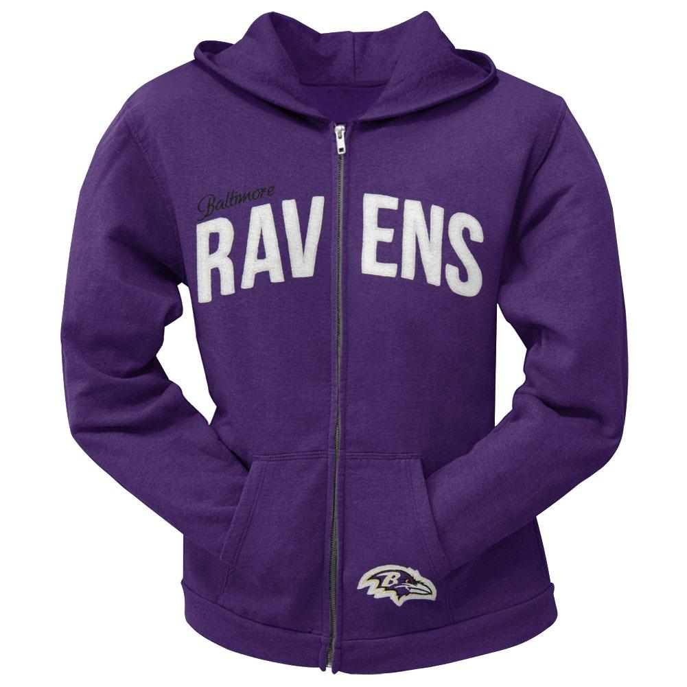 Baltimore Ravens - Pep Rally Premium Juniors Full Zip Hoodie Juniors Hoodies Baltimore Ravens SM Purple 