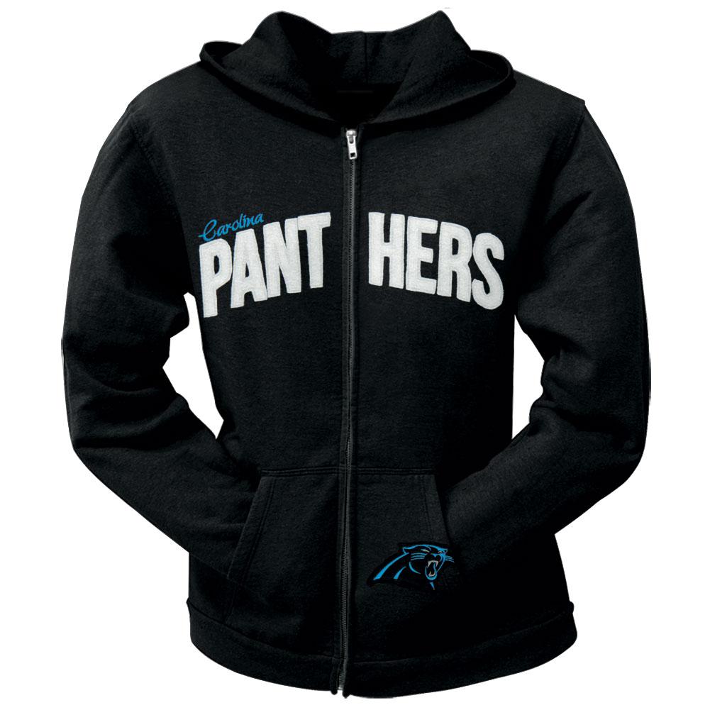 Carolina Panthers - Pep Rally Premium Juniors Full Zip Hoodie Juniors Hoodies Carolina Panthers LG Black 