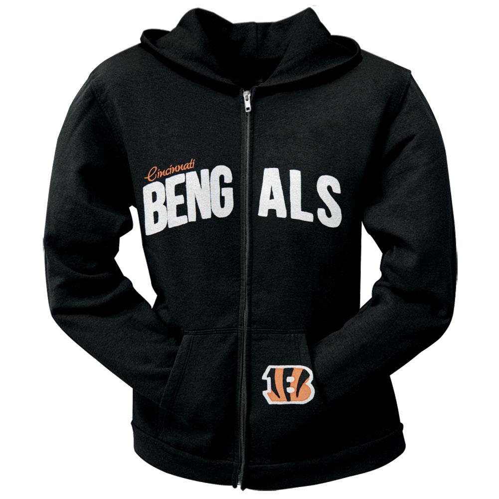 Cincinnati Bengals Pep Rally Premium Juniors Full Zip Hoodie - Black Juniors Hoodies Cincinnati Bengals SM