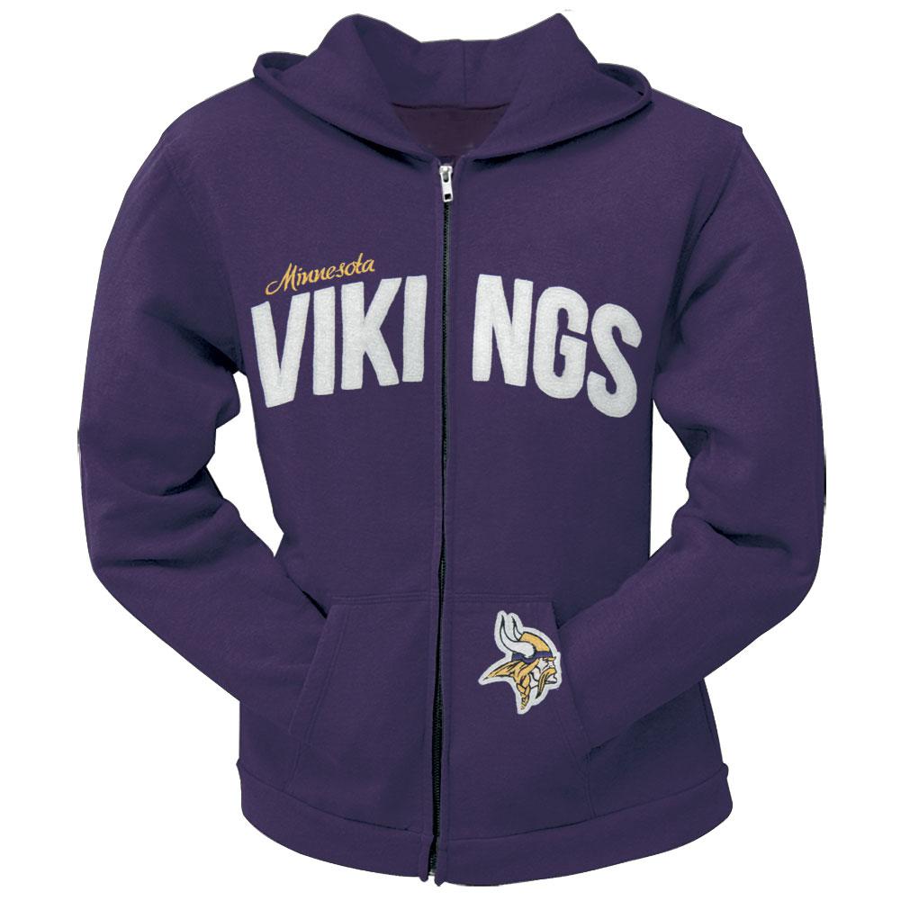 Minnesota Vikings - Pep Rally Premium Juniors Full Zip Hoodie Juniors Hoodies Minnesota Vikings LG Purple 