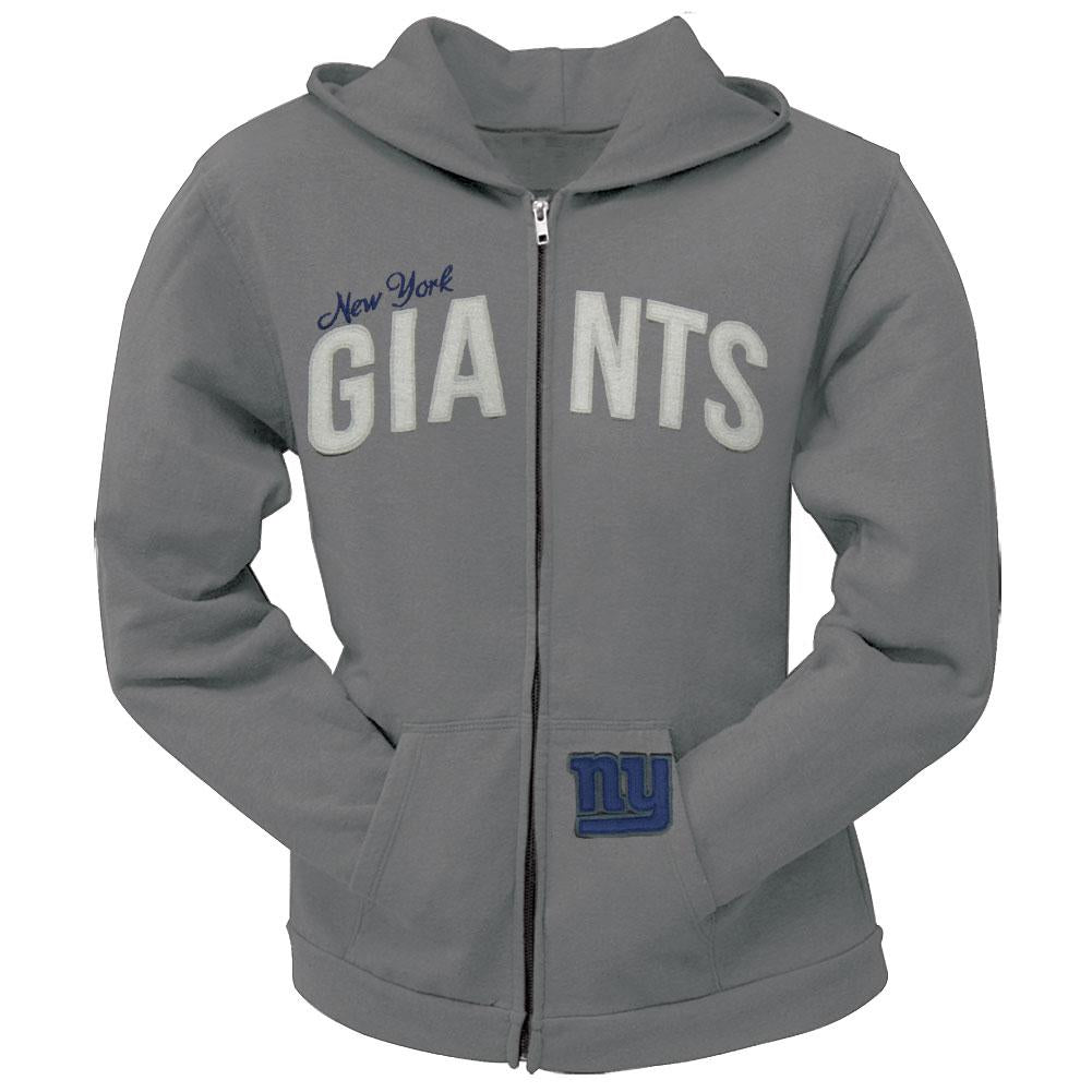 New York Giants - Pep Rally Premium Juniors Full Zip Hoodie Juniors Hoodies New York Giants SM Grey