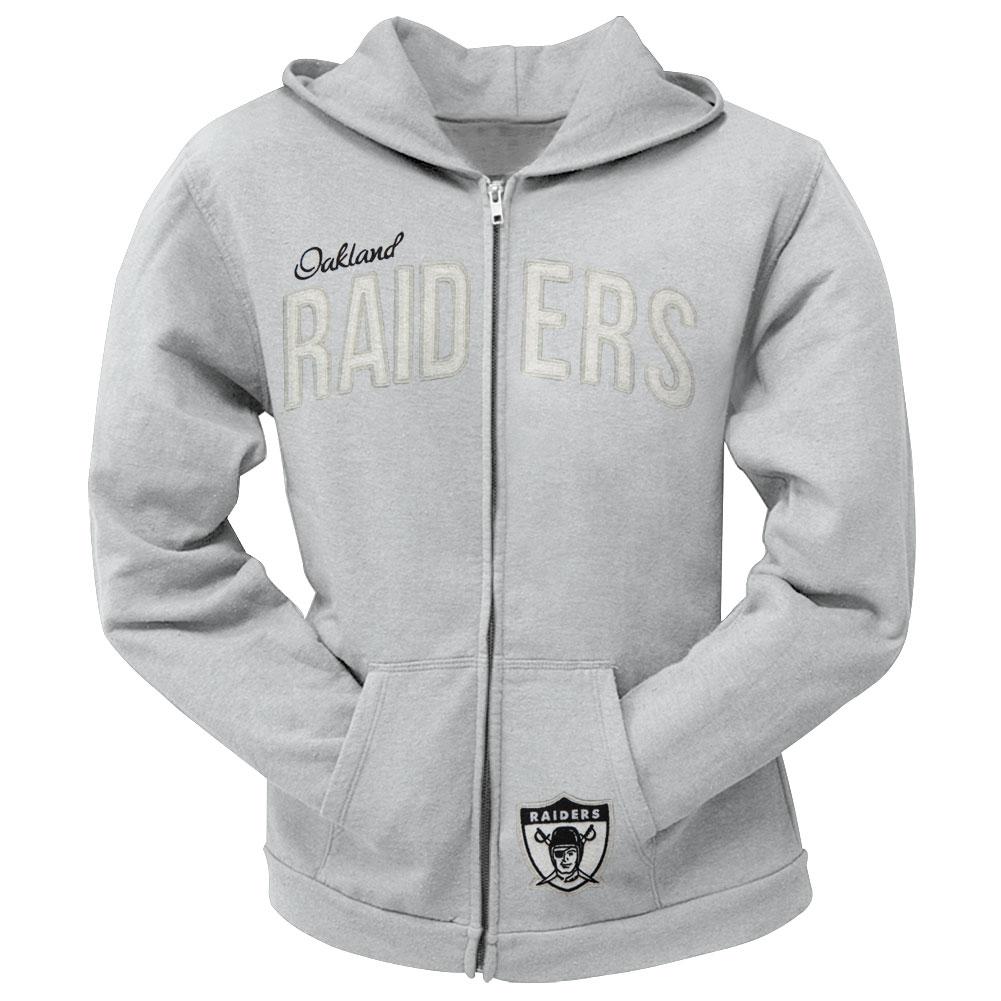 Oakland Raiders - Pep Rally Premium Juniors Full Zip Hoodie Juniors Hoodies Oakland Raiders LG Grey 