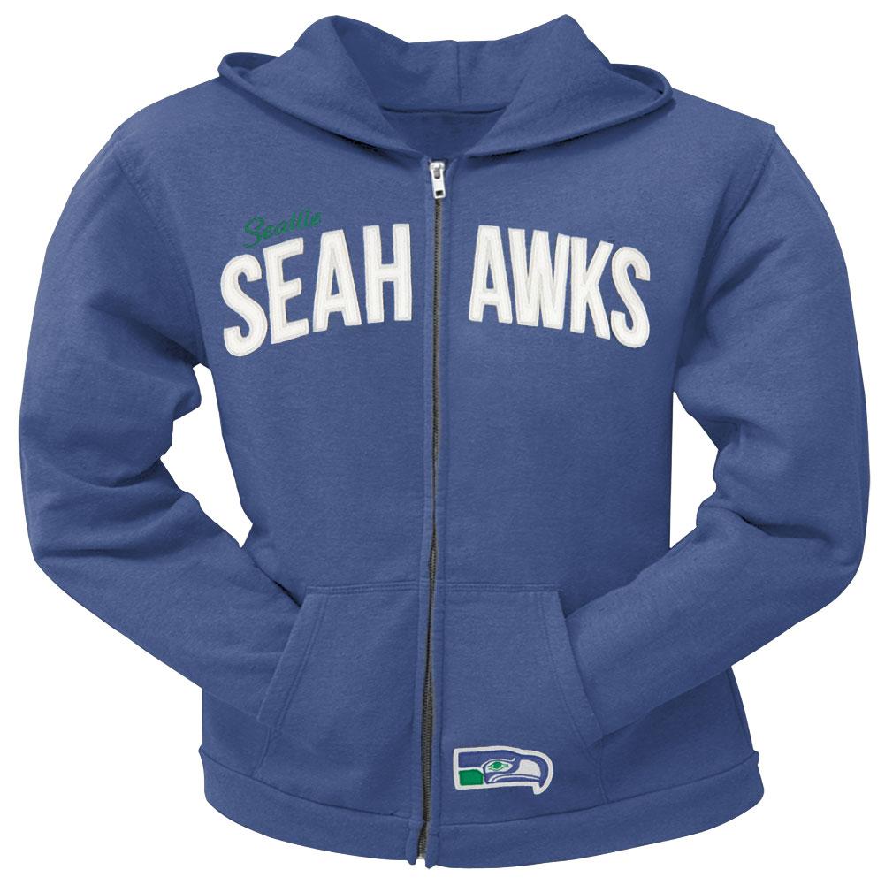 Seattle Seahawks - Pep Rally Premium Juniors Full Zip Hoodie Juniors Hoodies Seattle Seahawks MD Blue