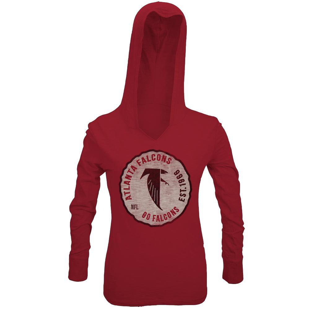 Atlanta Falcons - Primetime Juniors Hooded Long Sleeve T-Shirt Juniors Long Sleeves Atlanta Falcons SM Red