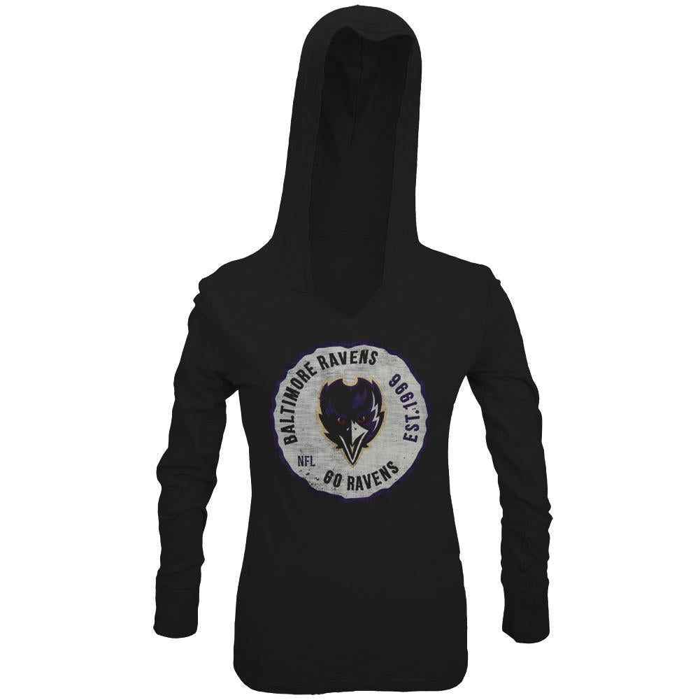 Baltimore Ravens - Primetime Juniors Hooded Long Sleeve T-Shirt Juniors Long Sleeves Baltimore Ravens SM Black 