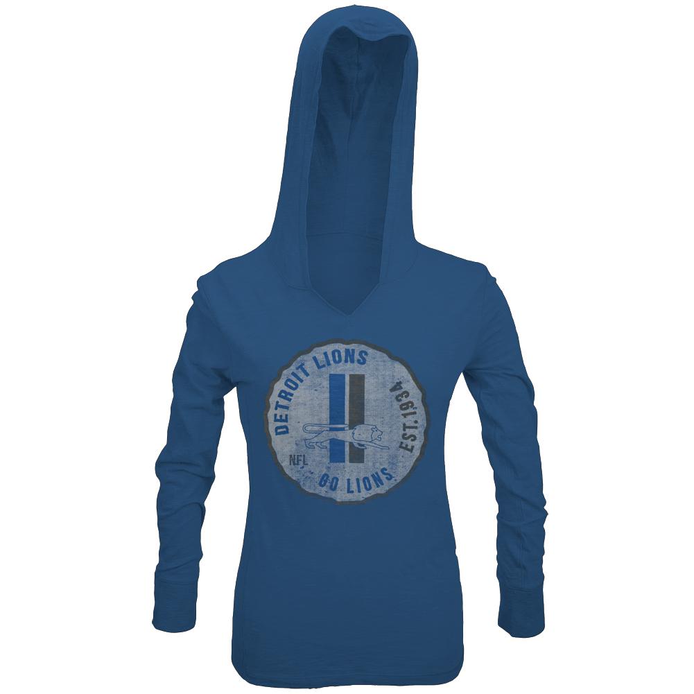 Detroit Lions - Primetime Juniors Hooded Long Sleeve T-Shirt Juniors Long Sleeves Detroit Lions LG Blue 