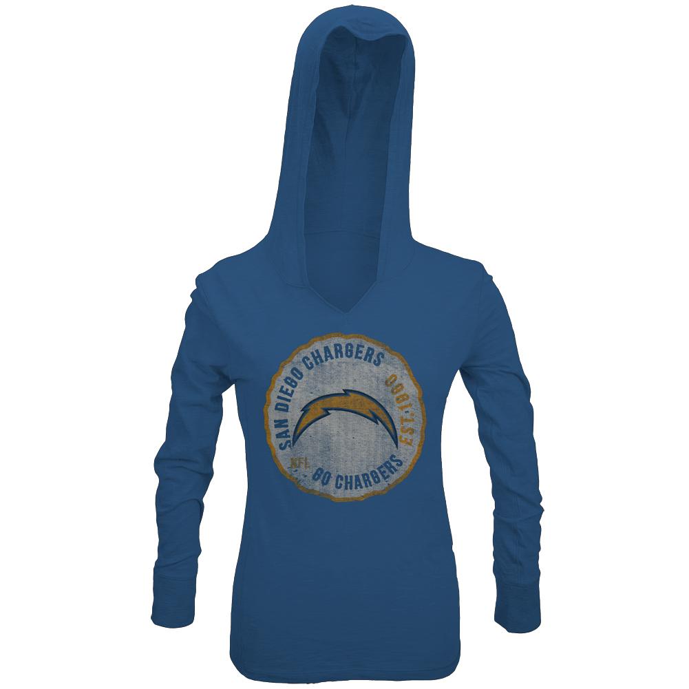 San Diego Chargers - Primetime Juniors Hooded Long Long Sleeve T-Shirt Juniors Long Sleeves San Diego Chargers MD Blue 