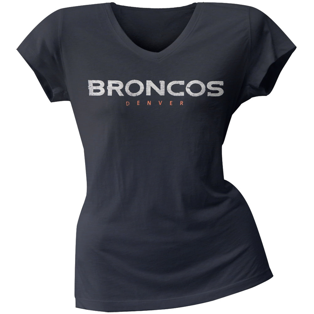 Denver Broncos - Scrum Team Logo Premium Juniors T-Shirt Juniors T-Shirts Denver Broncos LG Blue 