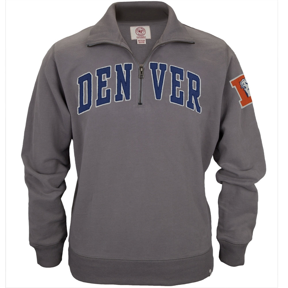 Denver Broncos - Striker 1/4 Zip Premium Sweatshirt Men's Sweatshirts Denver Broncos MD Grey 