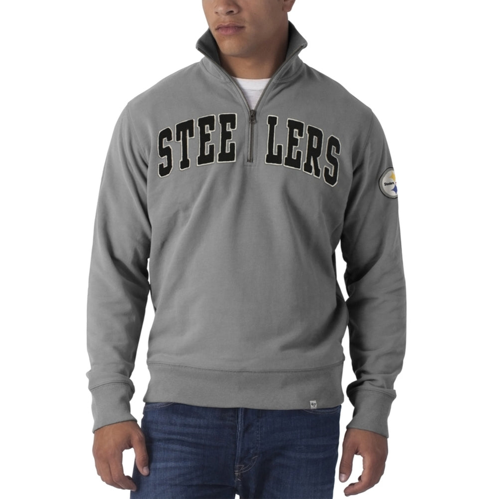 Pittsburgh Steelers - Striker 1/4 Zip Premium Sweatshirt Men's Sweatshirts Pittsburgh Steelers LG Grey 