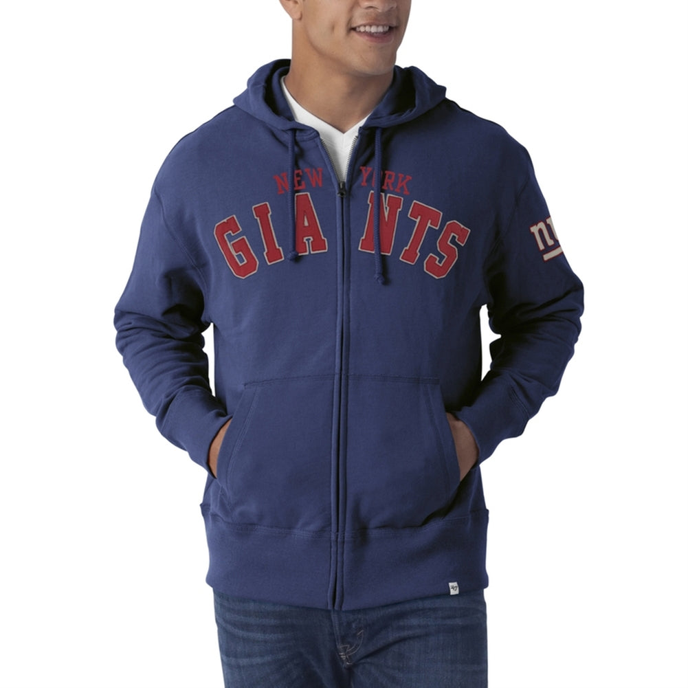 New York Giants - Striker Full Zip Premium Hoodie Men's Hoodies New York Giants MD Blue 