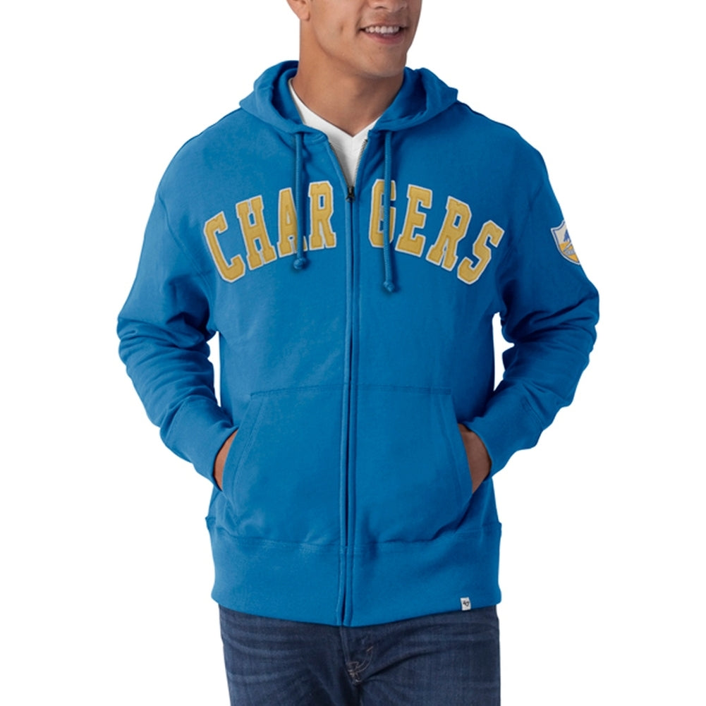 San Diego Chargers - Striker Full Zip Premium Hoodie Men's Hoodies San Diego Chargers MD Blue 