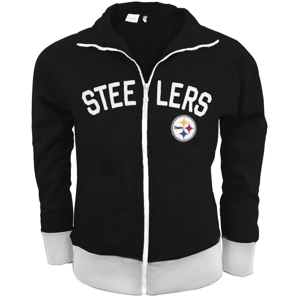 Pittsburgh Steelers - Tennis Premium Juniors Stretch Track Jacket Juniors Jackets Pittsburgh Steelers LG Black 