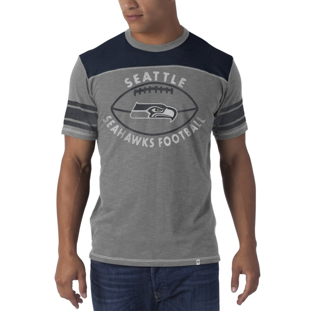 Seattle Seahawks Atlas Blue Logo Distressed T-Shirt