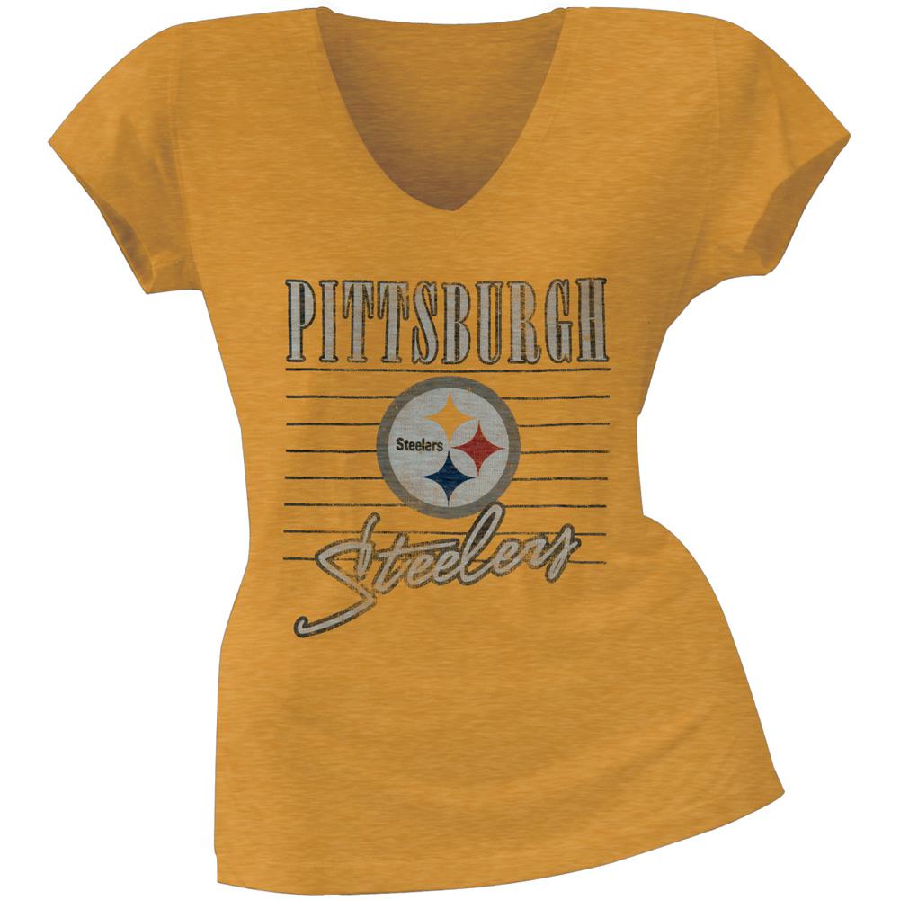 Pittsburgh Steelers - Scrum Logo Premium Juniors T-Shirt Juniors T-Shirts Pittsburgh Steelers LG Yellow 