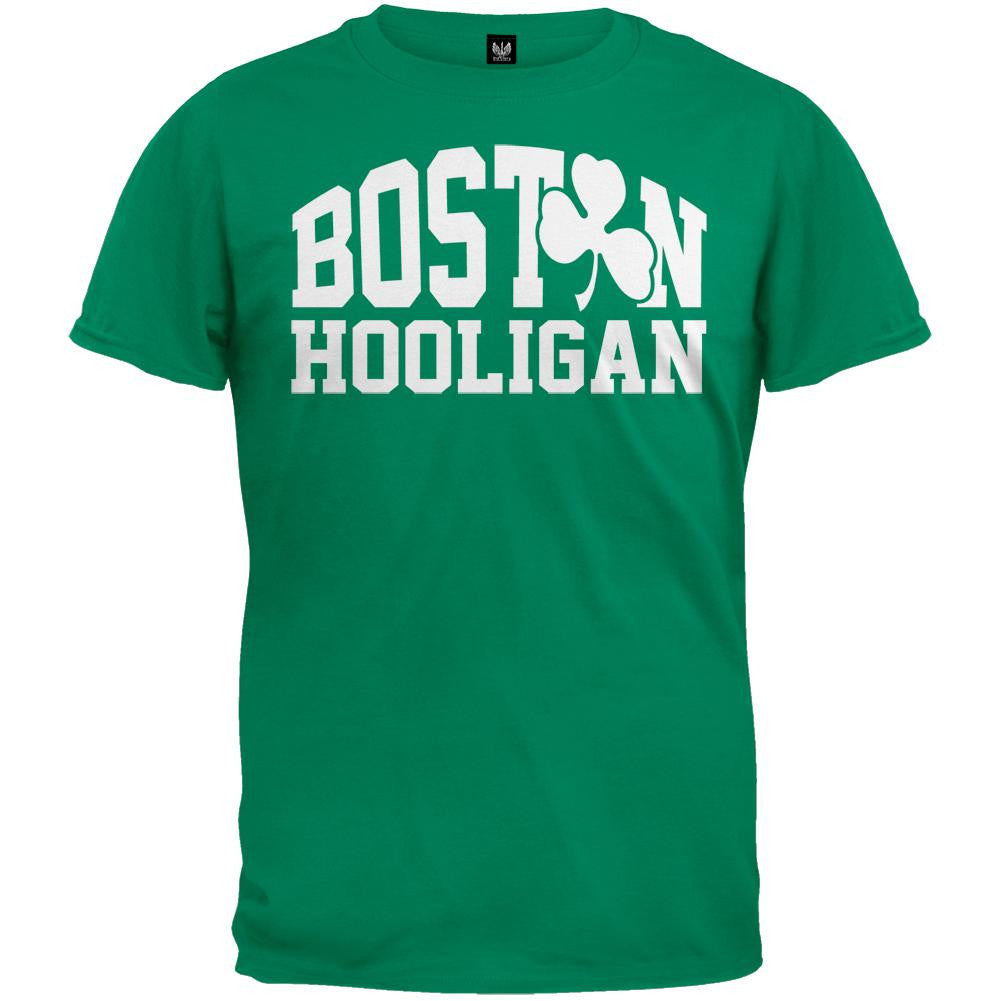 St. Patricks Day - Boston Hooligan Adult Green T-Shirt Men's T-Shirts Old Glory   