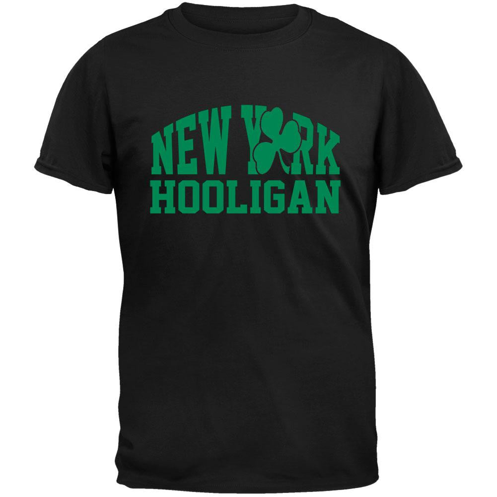 St. Patricks Day - New York Hooligan Black T-Shirt Men's T-Shirts Old Glory 2XL Black 