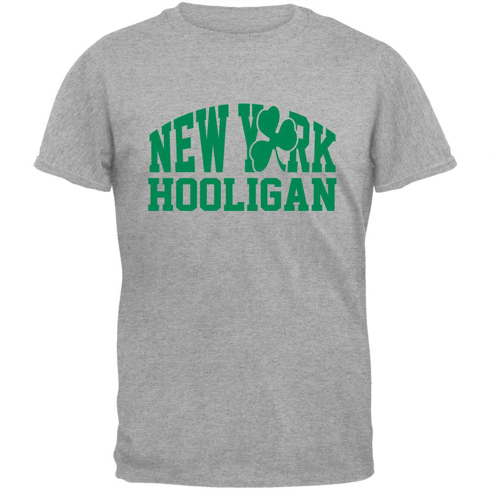 St. Patricks Day - New York Hooligan Grey T-Shirt Men's T-Shirts Old Glory 2XL Grey 