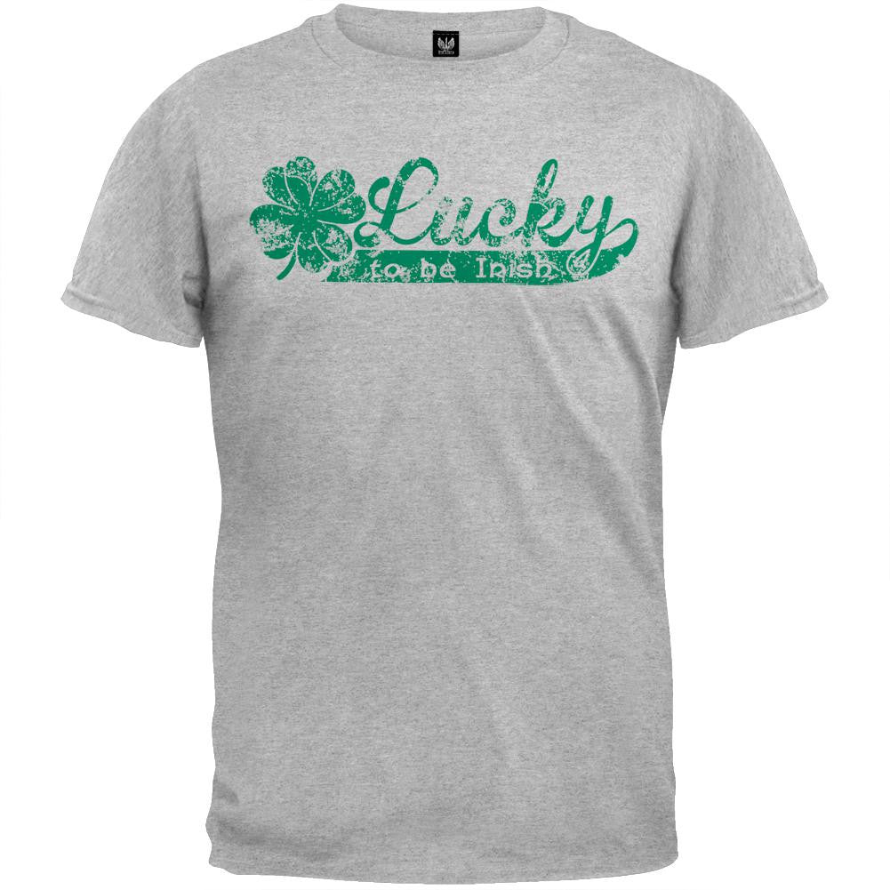 St. Patricks Day - Lucky To Be Irish Grey T-Shirt Men's T-Shirts Old Glory   