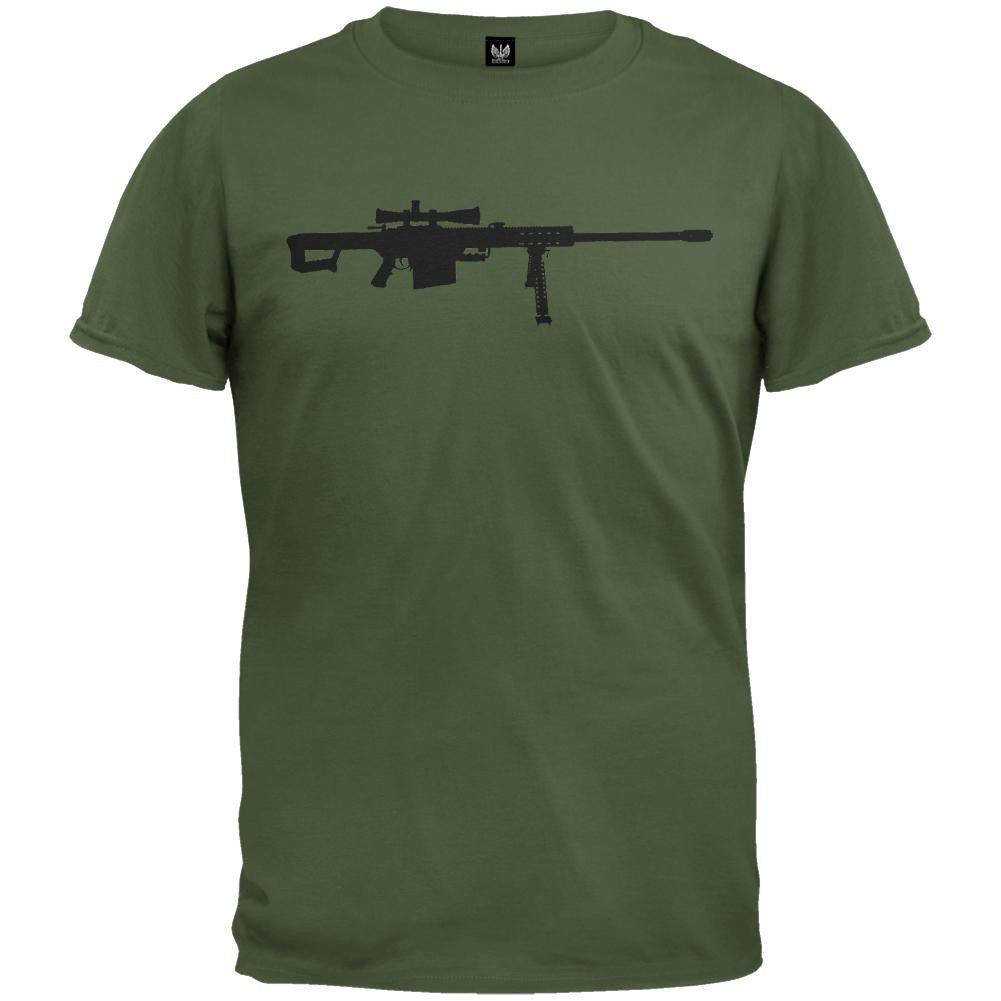 Barrett Rifle Silhouette Military Green T-Shirt Men's T-Shirts Old Glory   