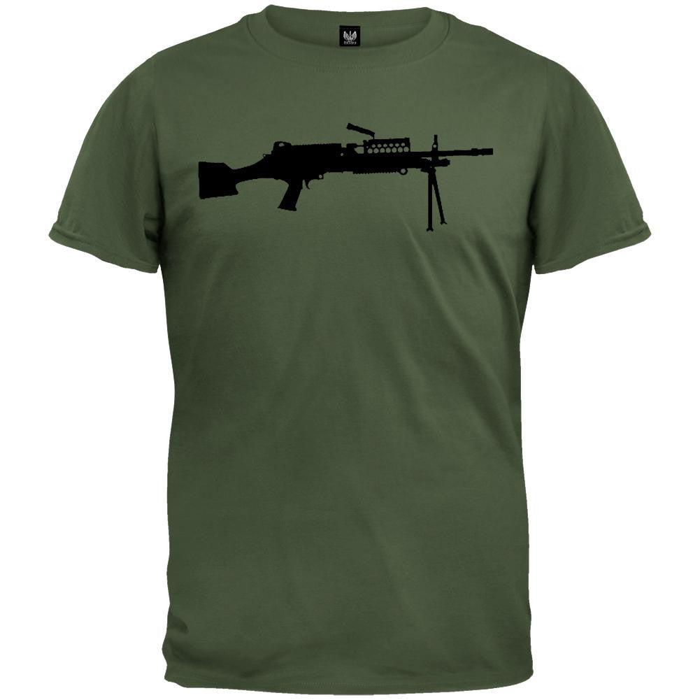 Machine Guns - MK48M Silhouette Millitary Green T-Shirt Men's T-Shirts Old Glory   