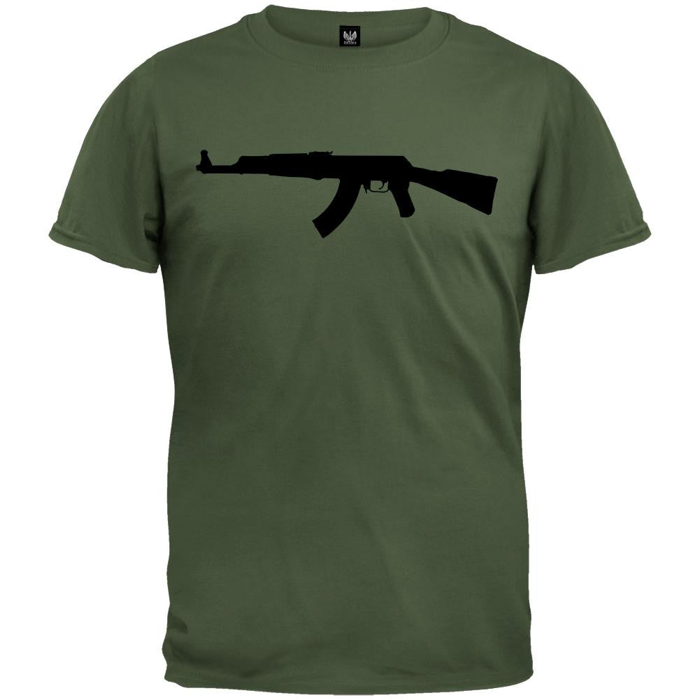 Rifles - AK47 Silhouette Millitary Green T-Shirt Men's T-Shirts Old Glory   