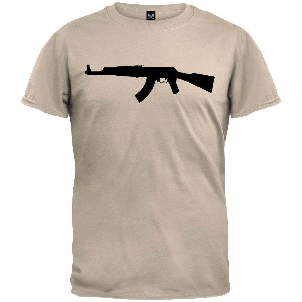 Rifles - AK47 Silhouette Millitary Green T-Shirt Men's T-Shirts Old Glory   