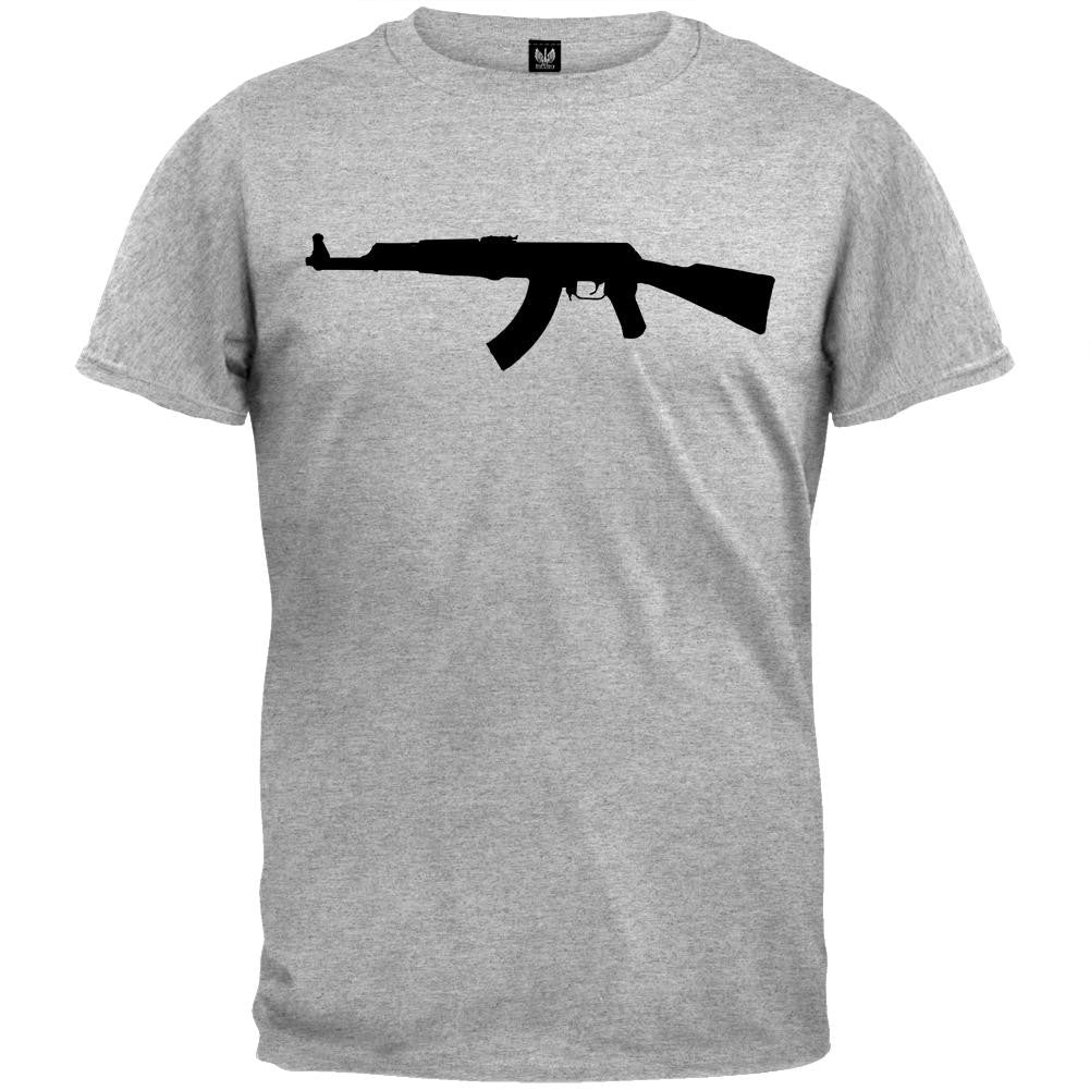 Rifles - AK47 Silhouette Heather Grey T-Shirt Men's T-Shirts Old Glory   