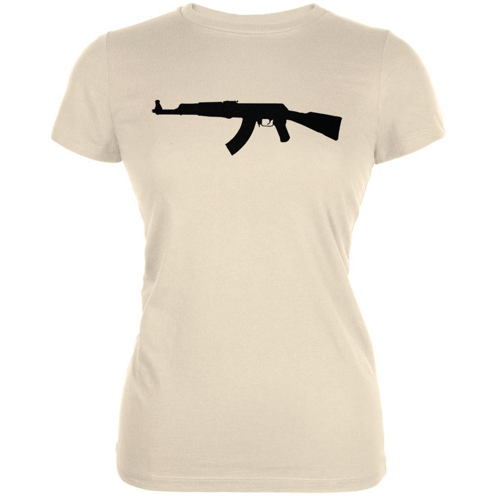 Rifles - AK47 Silhouette Sand Juniors T-Shirt Juniors T-Shirts Old Glory LG Beige 