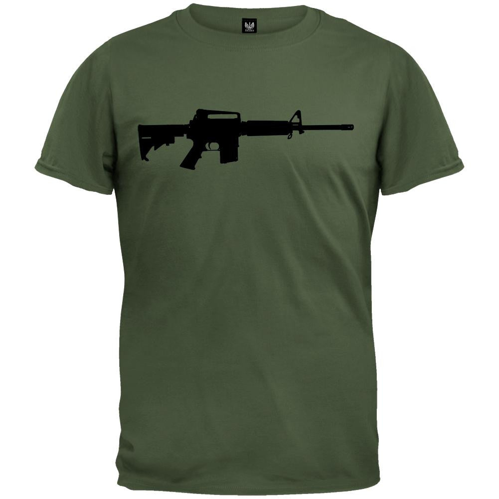 Rifles - AR-15 Silhouette Military Green T-Shirt Men's T-Shirts Old Glory 2XL Dark Green 