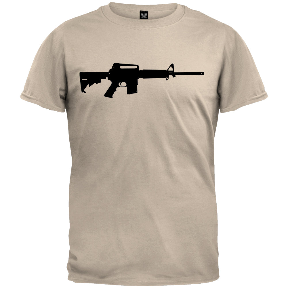 Rifles - AR-15 Silhouette Sand T-Shirt Men's T-Shirts Old Glory 2XL Tan 