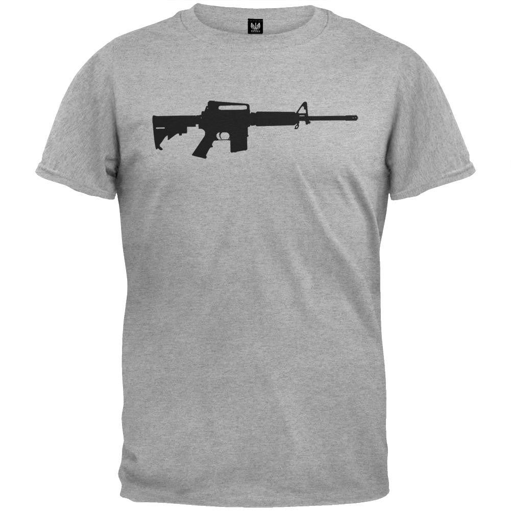 Rifles - AR-15 Silhouette Military Green T-Shirt Men's T-Shirts Old Glory 2XL Grey 