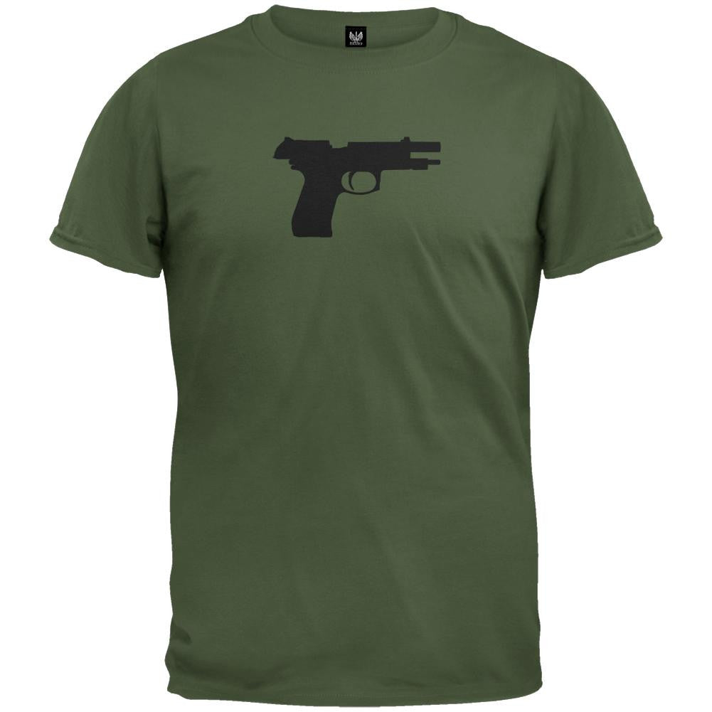 Pistols - M-190 Silhouette Military Green T-Shirt Men's T-Shirts Old Glory   