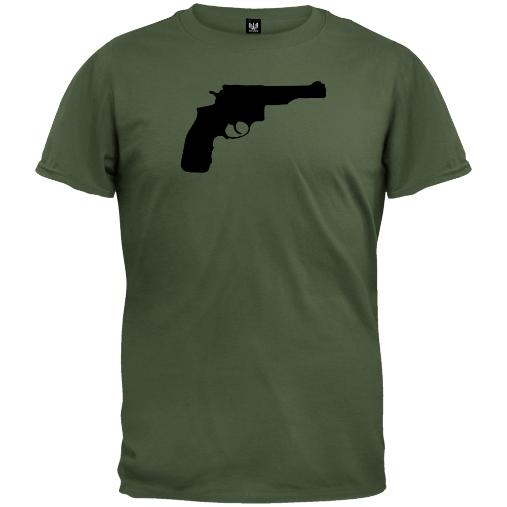 Pistol Silhouette Military Green T-Shirt Men's T-Shirts Old Glory 2XL Dark Green 