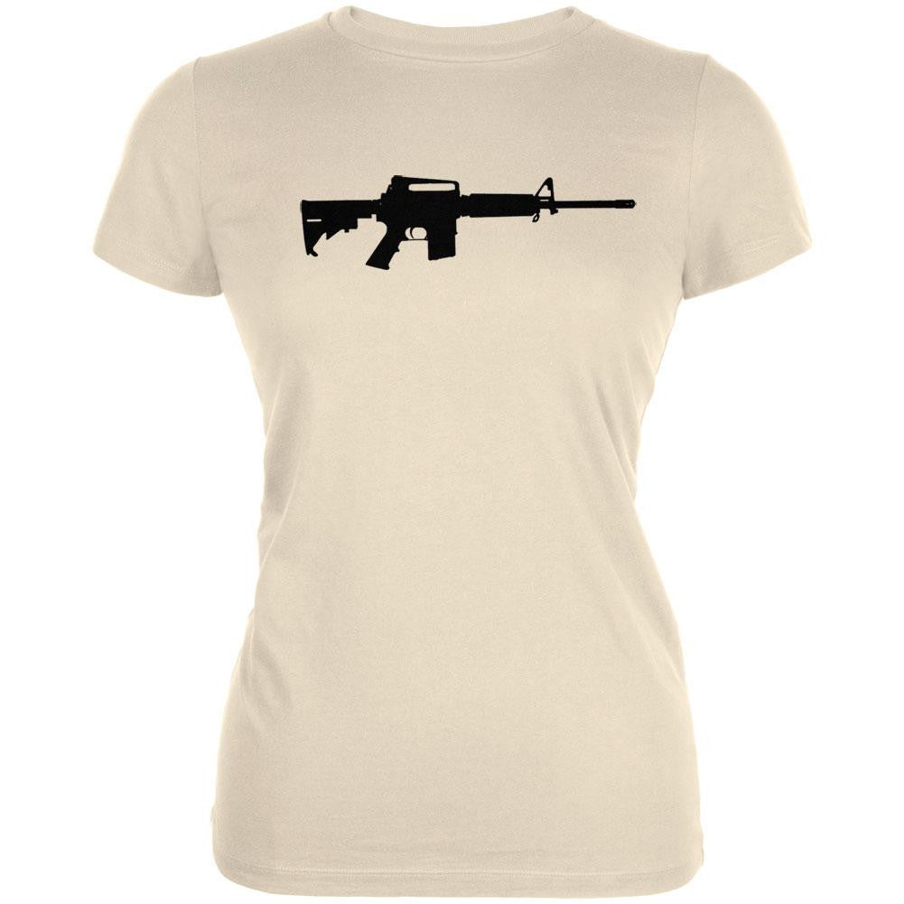 Rifles - AR-15 Silhouette Sand Juniors T-Shirt Juniors T-Shirts Old Glory LG Beige 