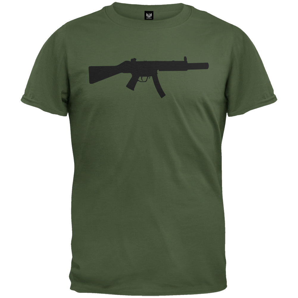 Rifles - MP5 Silhouette Military Green T-Shirt Men's T-Shirts Old Glory 2XL Dark Green 