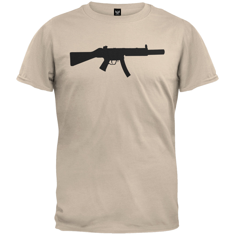 Rifles - MP5 Silhouette Sand T-Shirt Men's T-Shirts Old Glory 2XL Tan 