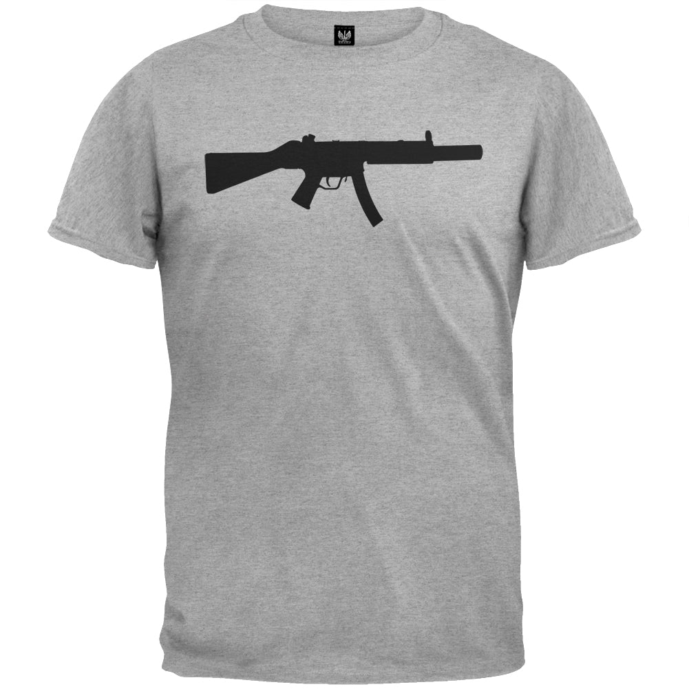 Pistols - MP5 Silhouette Heather Grey T-Shirt Men's T-Shirts Old Glory 2XL Grey 