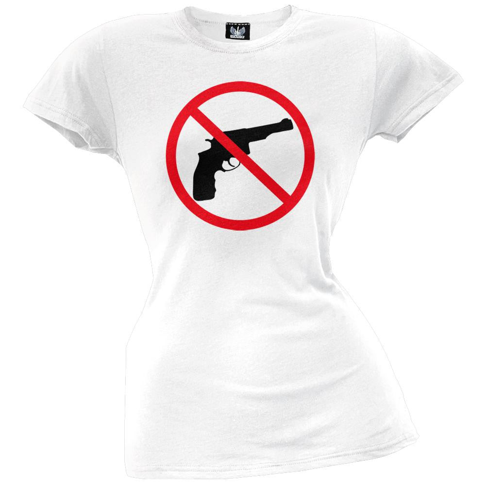 No Guns White Juniors T-Shirt Juniors T-Shirts Old Glory   