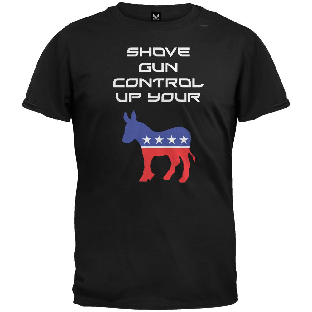 Shove Gun Control Up Your Black T-Shirt Men's T-Shirts Old Glory   