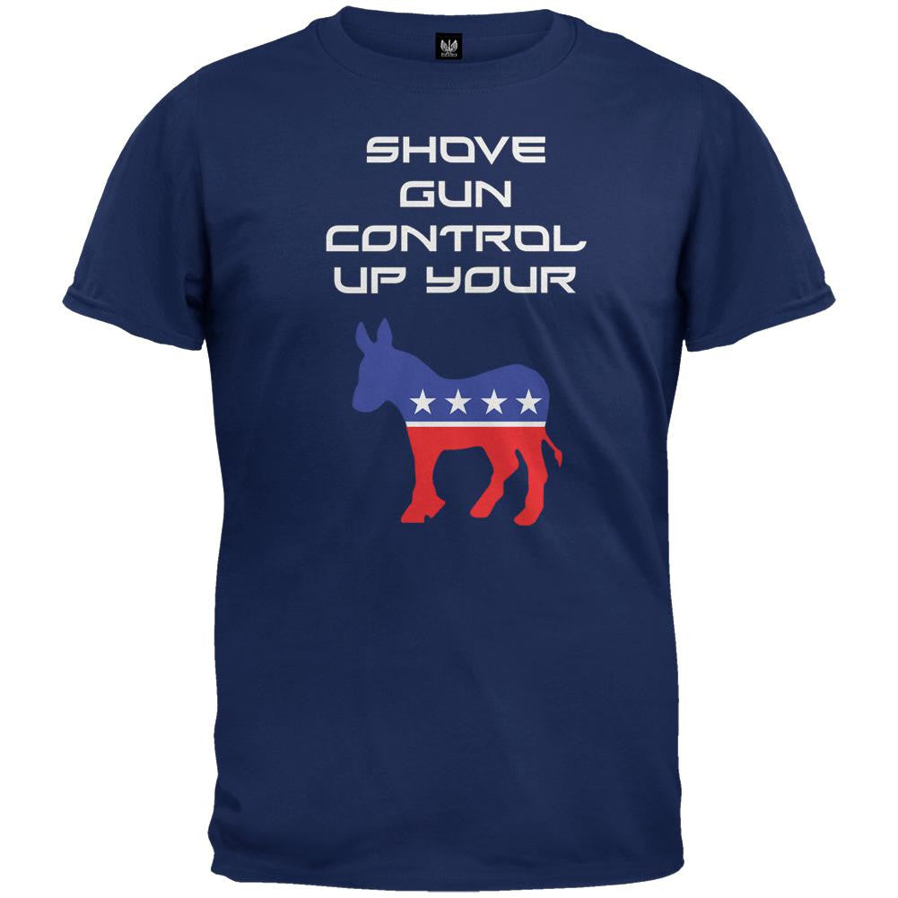 Shove Gun Control Up Your Black T-Shirt Men's T-Shirts Old Glory   