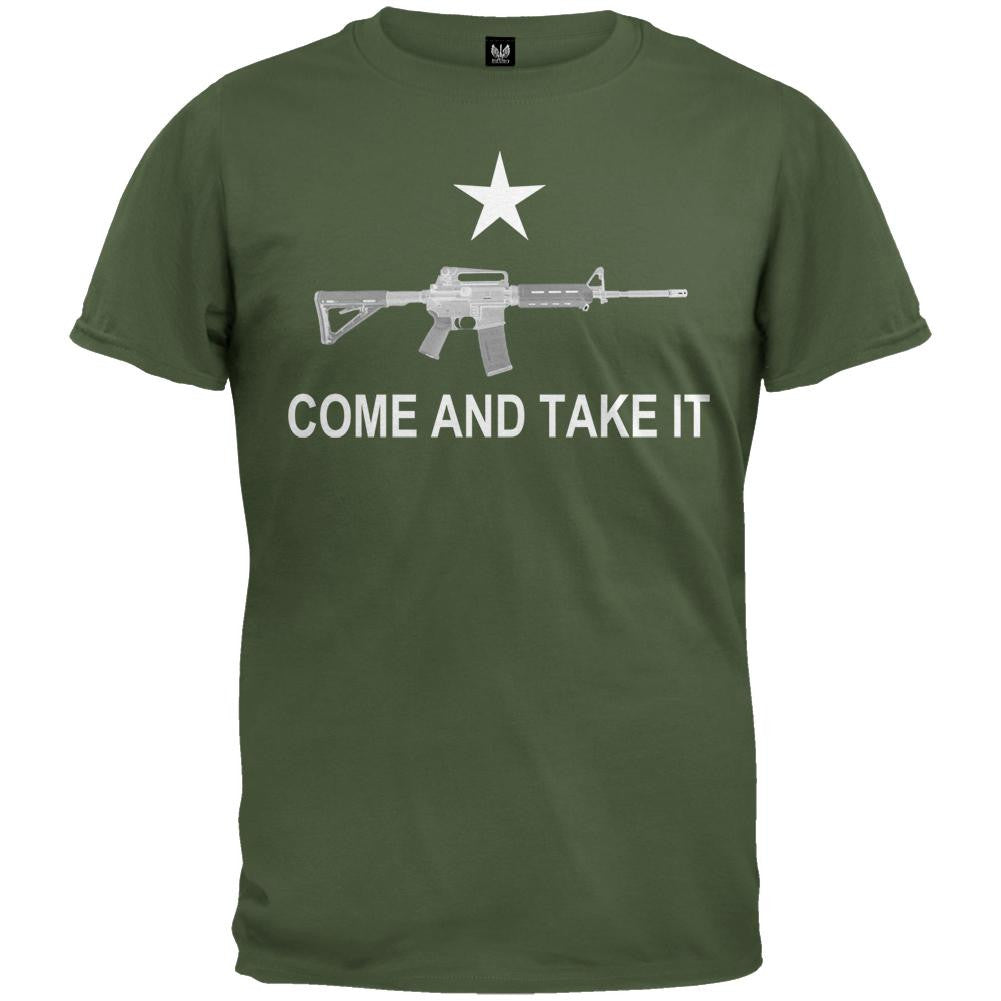 AR-15 Come And Take It Black T-Shirt Men's T-Shirts Old Glory LG Dark Green 