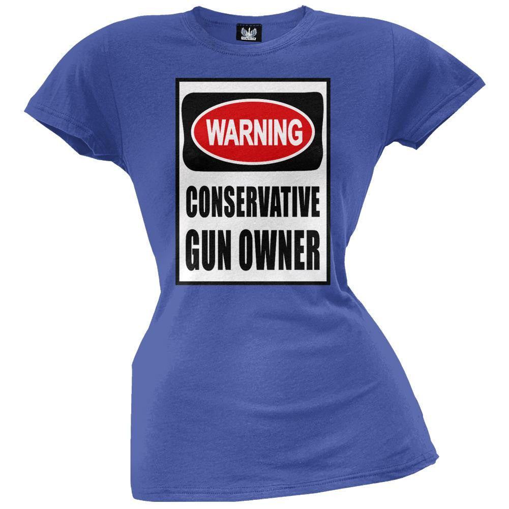 Conservative Gun Owner Sign Red Juniors T-Shirt Juniors T-Shirts Old Glory   