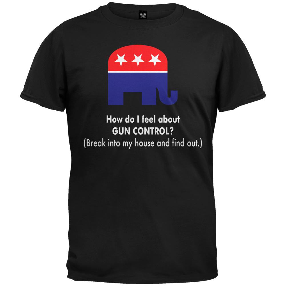 Republican How Do I Feel About Gun Control Black T-Shirt Men's T-Shirts Old Glory   