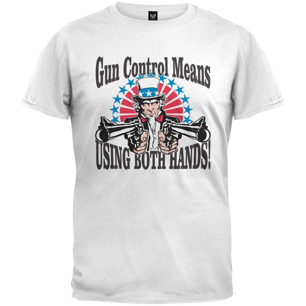 Uncle Sam Gun Control White T-Shirt Men's T-Shirts Old Glory   