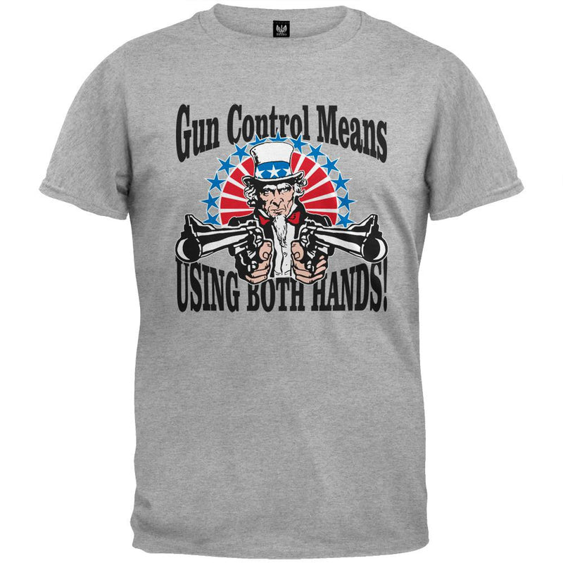 Uncle Sam Gun Control White T-Shirt Men's T-Shirts Old Glory   