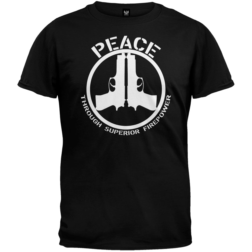 Peace Through Superior Fire Power Black T-Shirt Men's T-Shirts Old Glory 2XL Black 