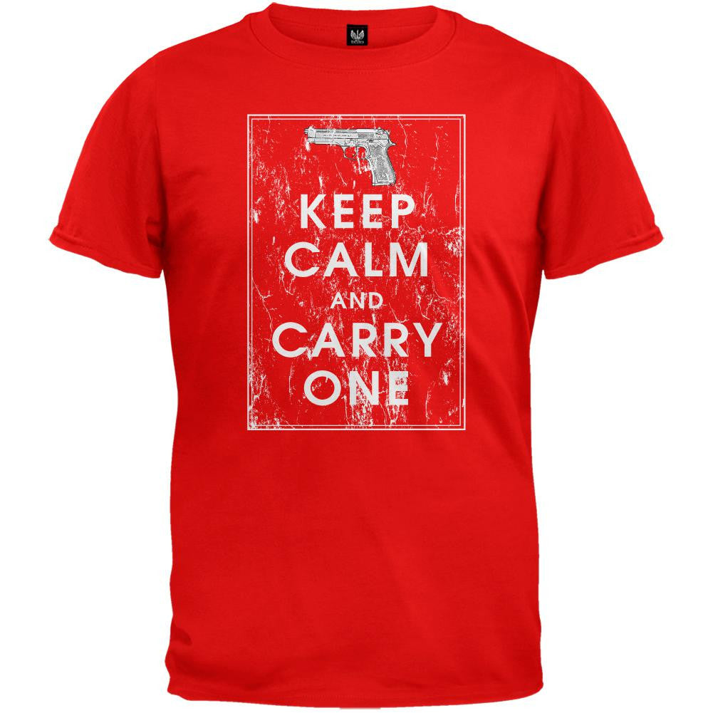 Keep Calm And Carry One Red T-Shirt Men's T-Shirts Old Glory 2XL Red 