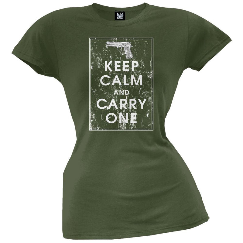 Keep Calm And Carry One Black Juniors T-Shirt Juniors T-Shirts Old Glory   