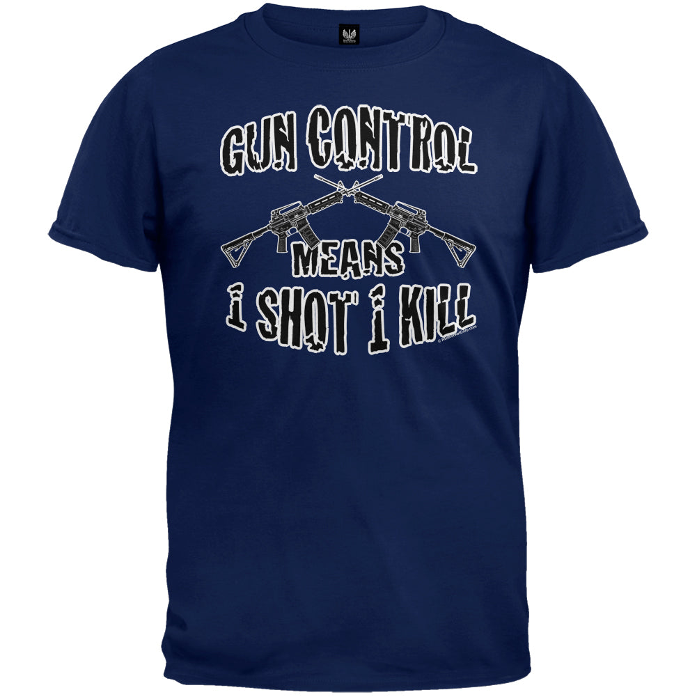 One Shot One Kill Navy T-Shirt Men's T-Shirts Old Glory 2XL Dark Blue 